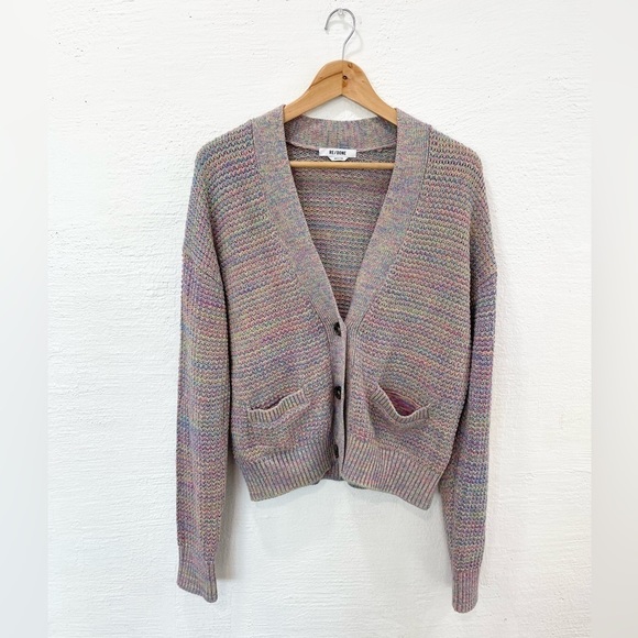 Re/Done Multicolor 90s Oversized Crop Cardigan - Picture 2 of 6